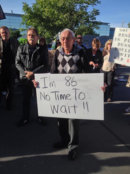 Jeff, an SR/Arrow claimant, at the Dec 2 protest